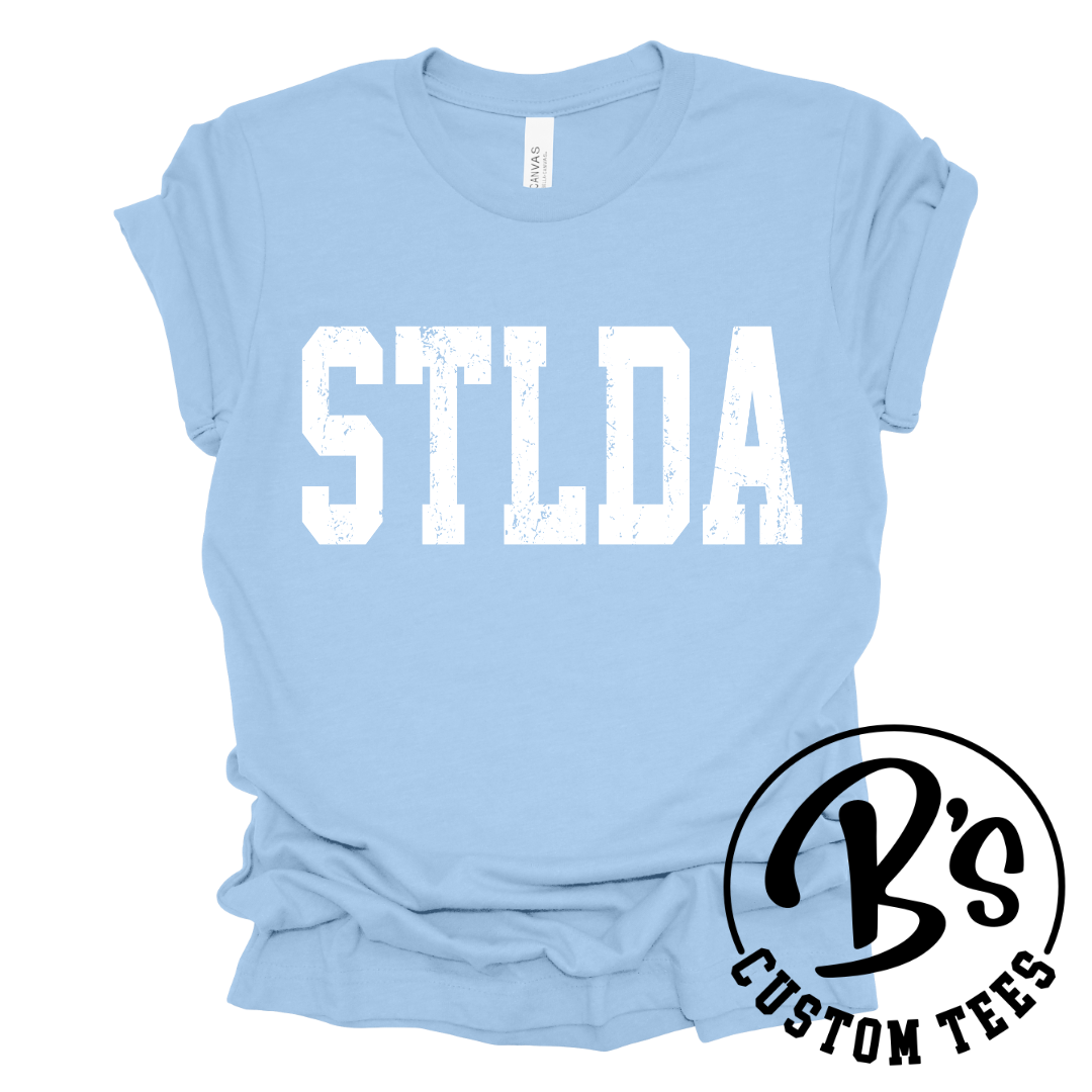 STLDA Distressed White Tee
