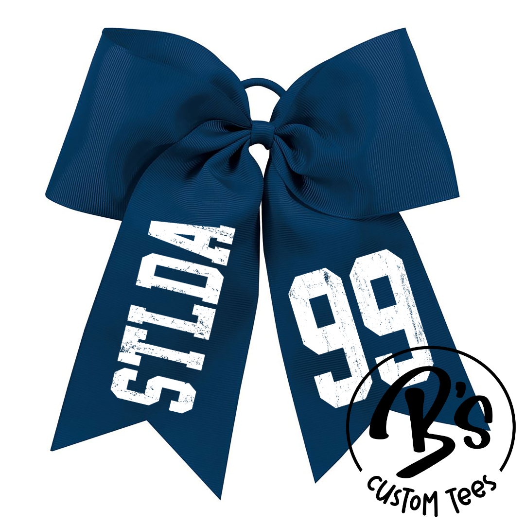 STLDA Hair Bow - Distressed White Letters