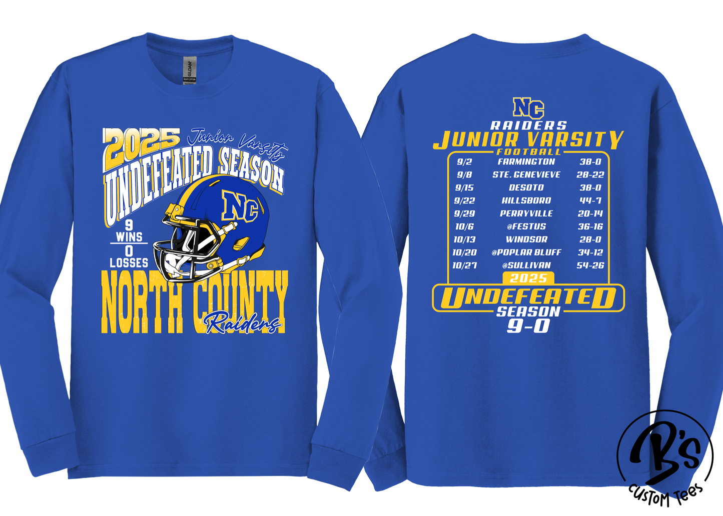 Raiders JV Football Undefeated Season - Long Sleeve Tee
