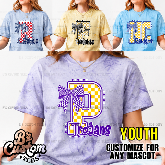 Checker Bow Mascot Custom YOUTH