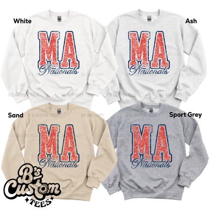 MA Nationals Distressed Glitter Letters