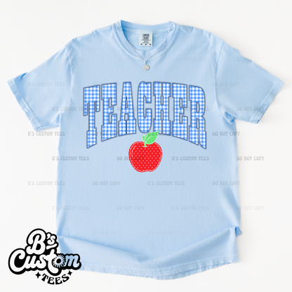 Teacher Blue Gingham + Apple