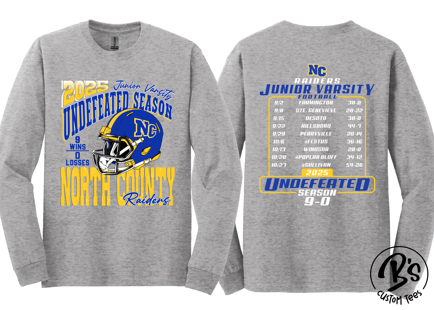 Raiders JV Football Undefeated Season - Long Sleeve Tee