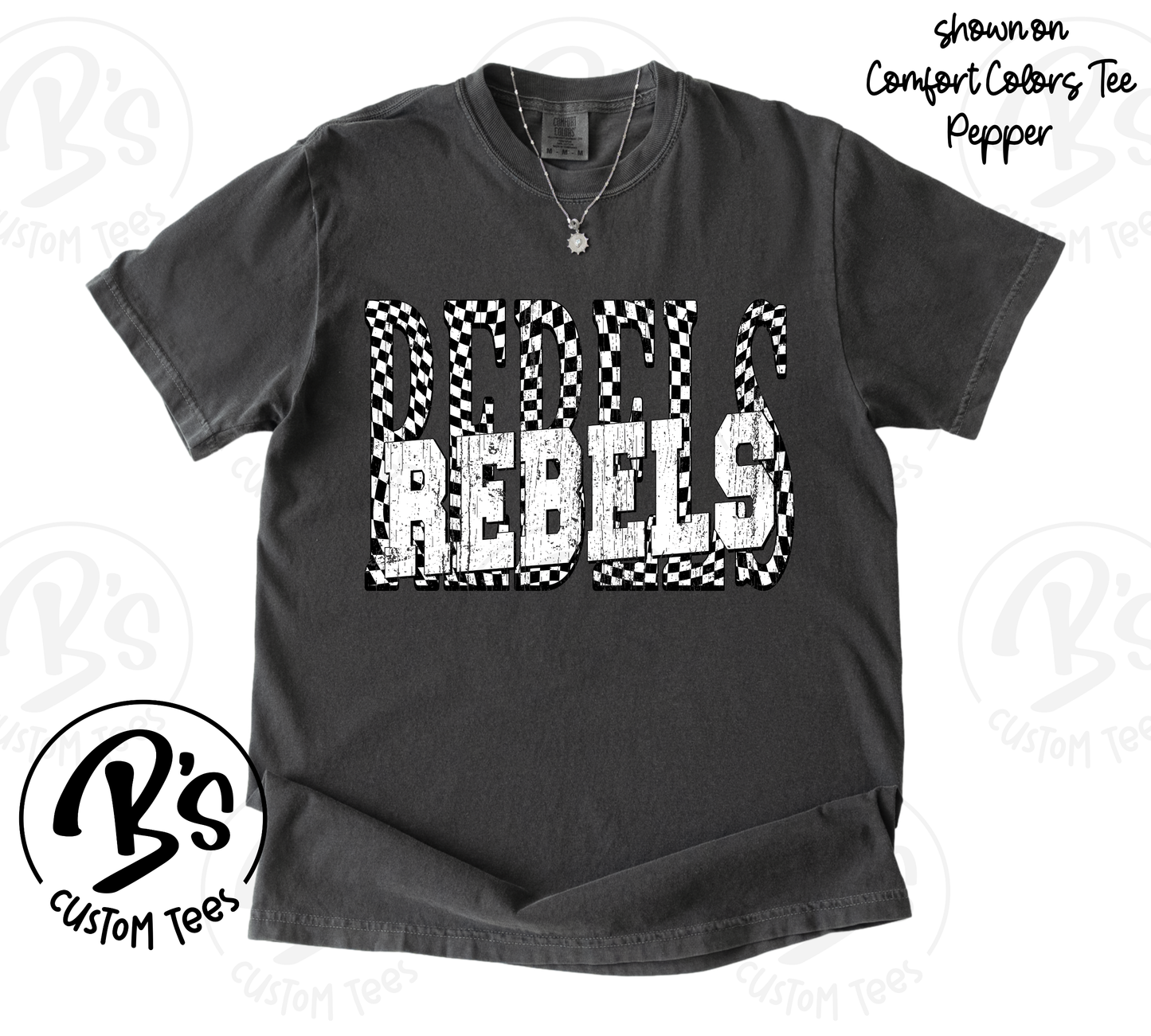 Rebels B+W Checker Distressed