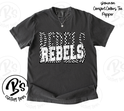 Rebels B+W Checker Distressed