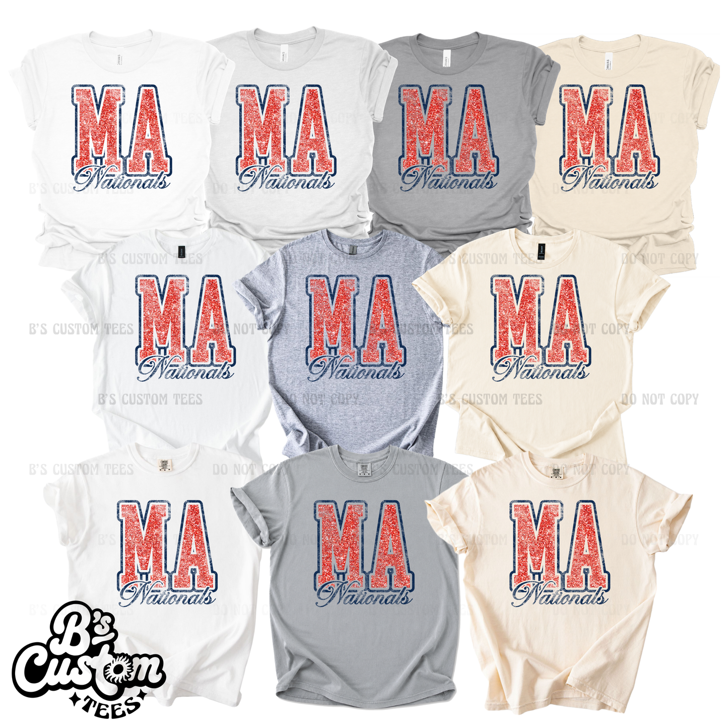 MA Nationals Distressed Glitter Letters
