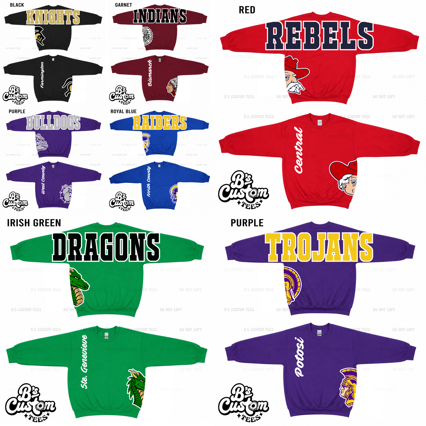 Side Mascot + Across the Sleeves Crewneck