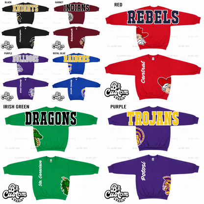 Side Mascot + Across the Sleeves Crewneck