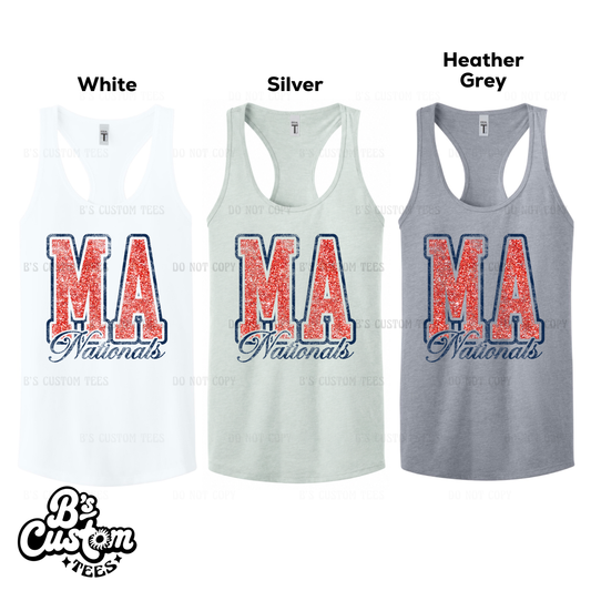 MA Nationals Distressed Glitter Letters Tank