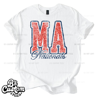 MA Nationals Distressed Glitter Letters