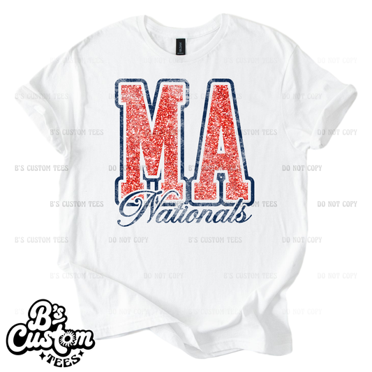 MA Nationals Distressed Glitter Letters