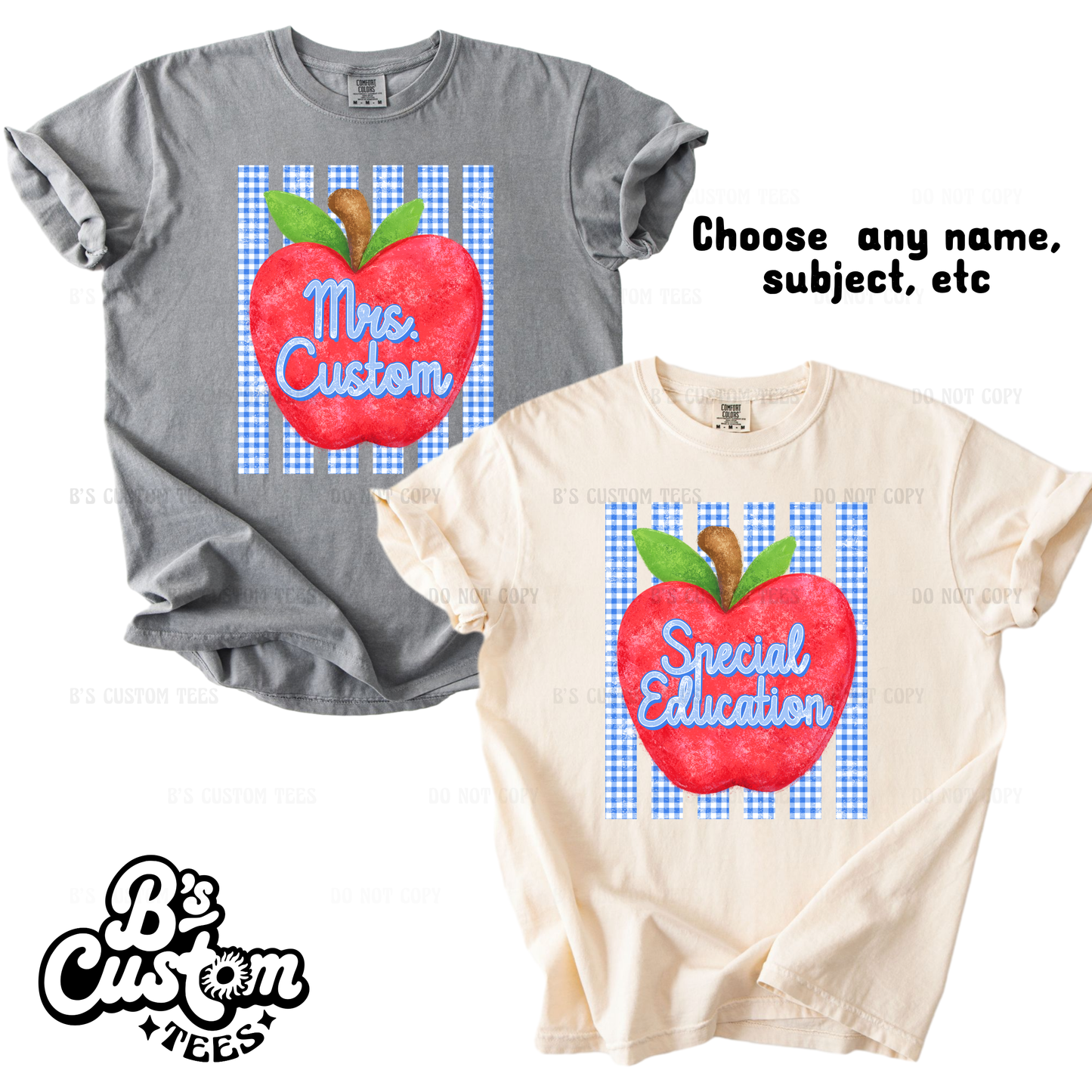 Apple Gingham Custom - Any Name, Subject, ETC