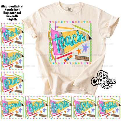 Teach/Grade Level Pencil Pennant