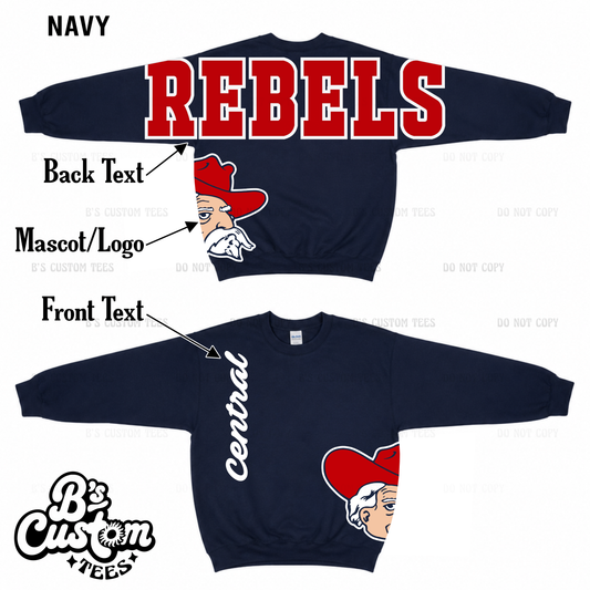 Side Mascot + Across the Sleeves Crewneck