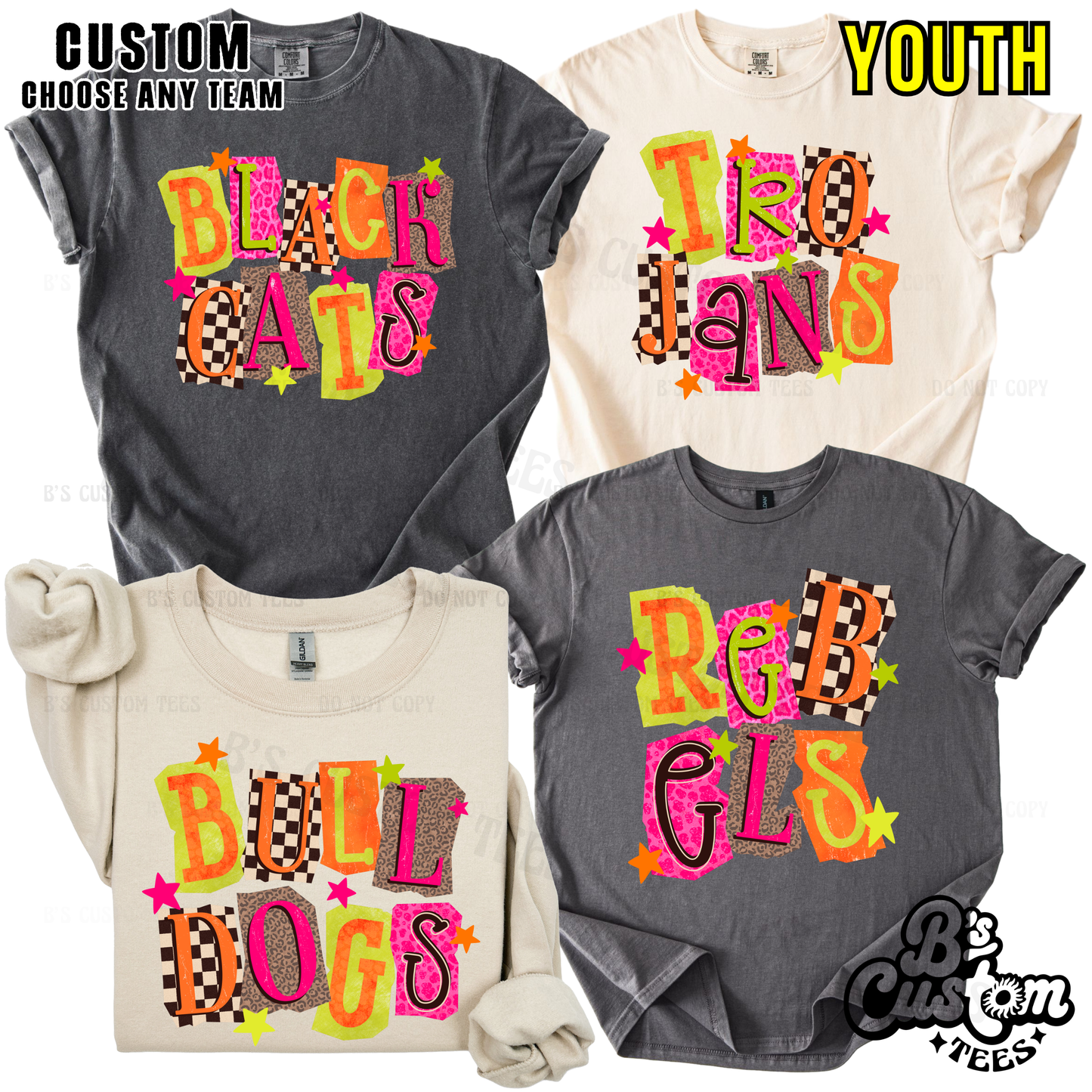 Neon Animal Print Mascot Custom YOUTH