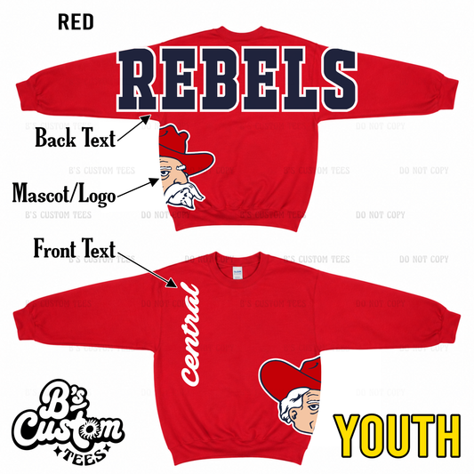 YOUTH Side Mascot + Across the Sleeves Crewneck